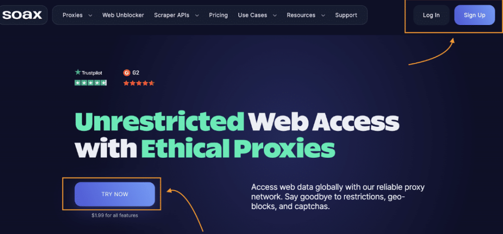 SOAX dashboard screenshot