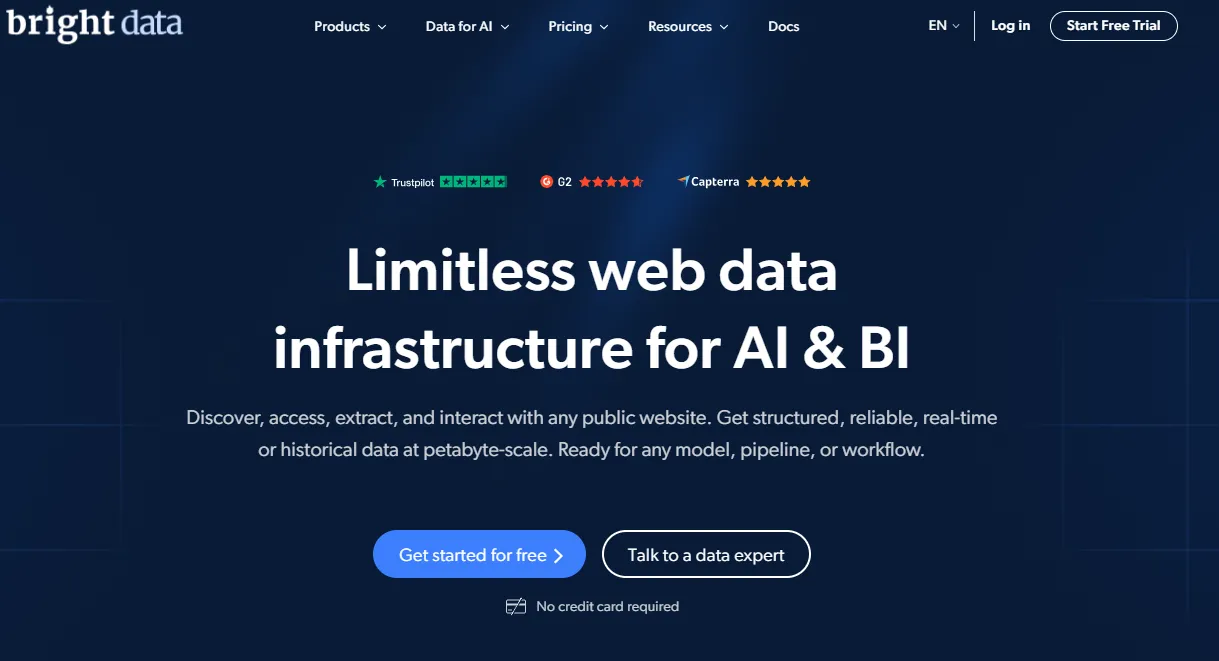Bright Data homepage