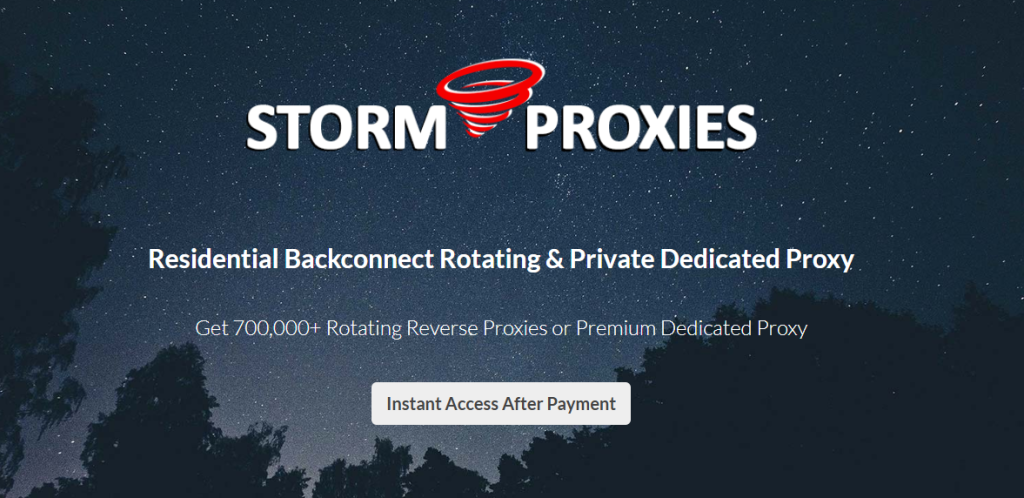 Storm Proxies dashboard interface 2026