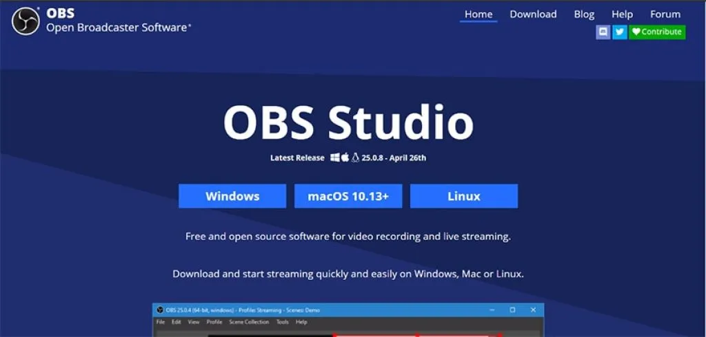OBS Studio screen recorder interface