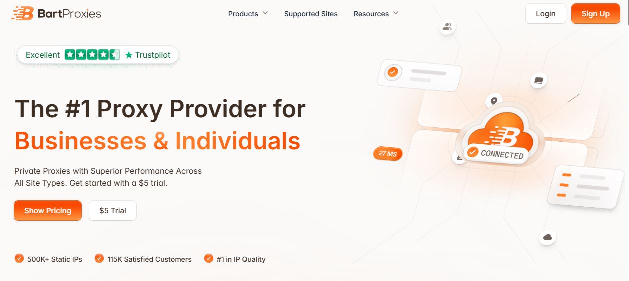 BartProxies ISP proxy management dashboard