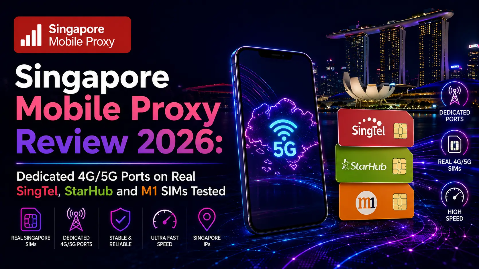 Singapore Mobile Proxy Review 2026: Dedicated 4G/5G Ports on Real SingTel, StarHub and M1 SIMs Tested
